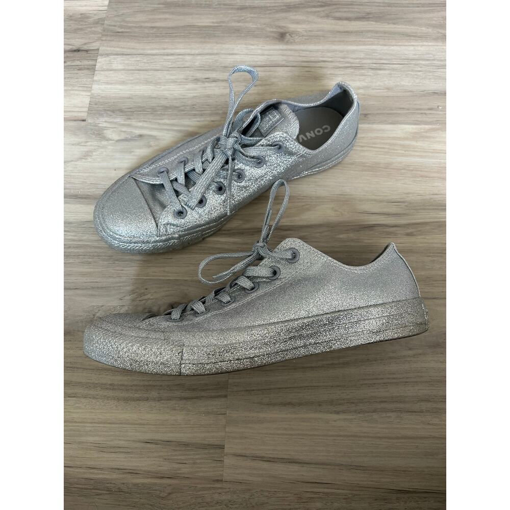 Converse Silver Glitter Chuck Taylor All Star Low  Lace Up Sneakers Women’s 9